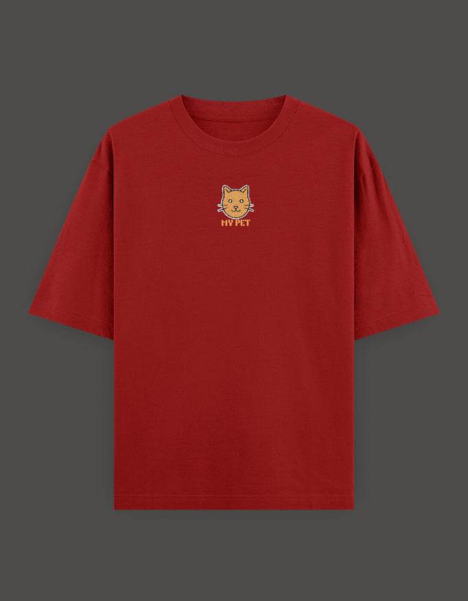 SkyBi Shirts Oversized Embroidery T-Shirt 240 GSM Heavyweight Cotton - SkyBi Shirts