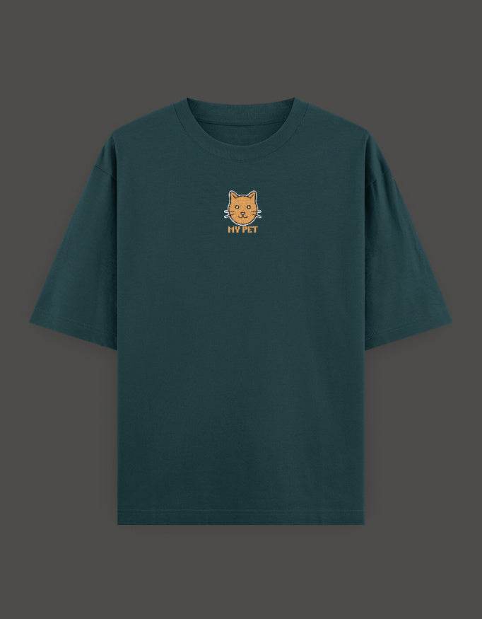 SkyBi Shirts Oversized Embroidery T-Shirt 240 GSM Heavyweight Cotton - SkyBi Shirts