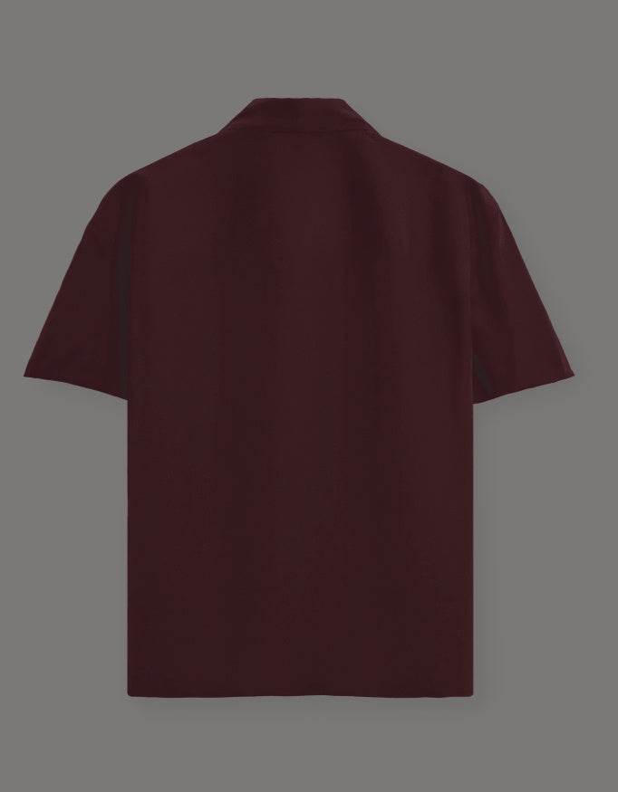 SkyBi Shirts Maroon Oversized Shirt - Premium Cotton Tee - SkyBi Shirts