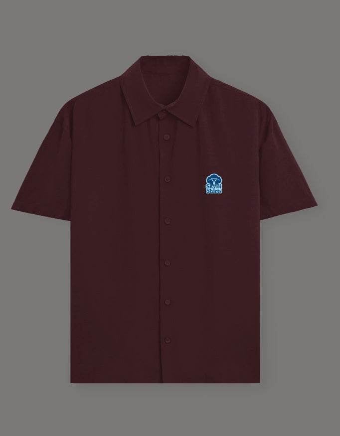 SkyBi Shirts Maroon Oversized Shirt - Premium Cotton Tee - SkyBi Shirts