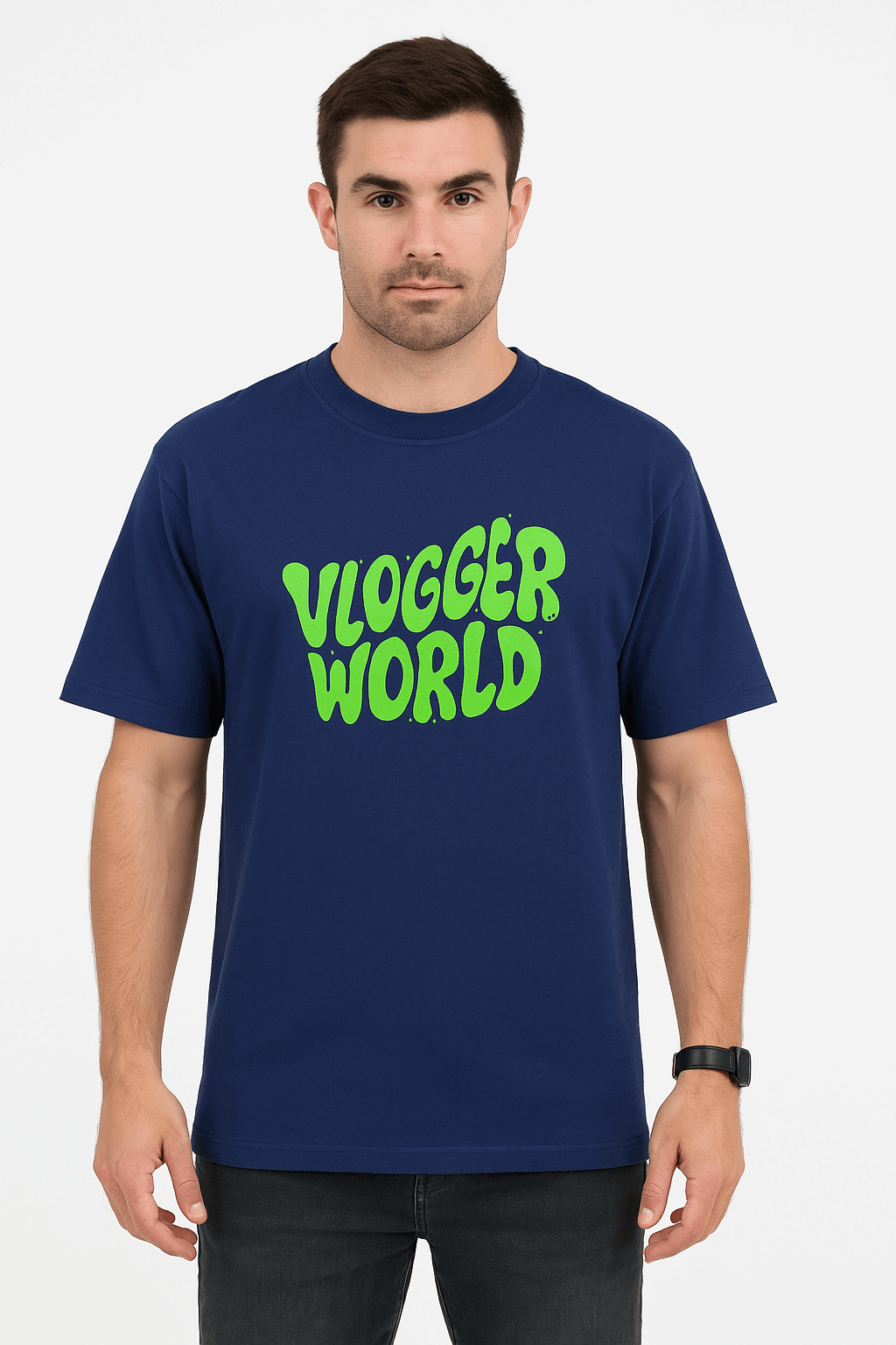 SkyBi Shirts Vlogger World Oversized T-Shirt 240 GSM Heavyweight Cotton - SkyBi Shirts