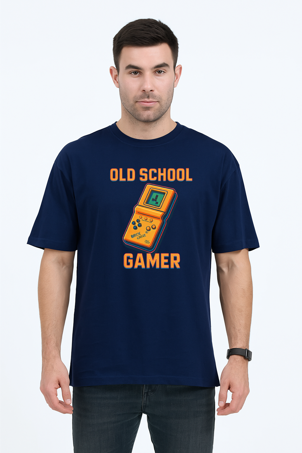SkyBi Shirts Y2K Old School Gamer Oversized T-Shirt 240 GSM Heavyweight Cotton