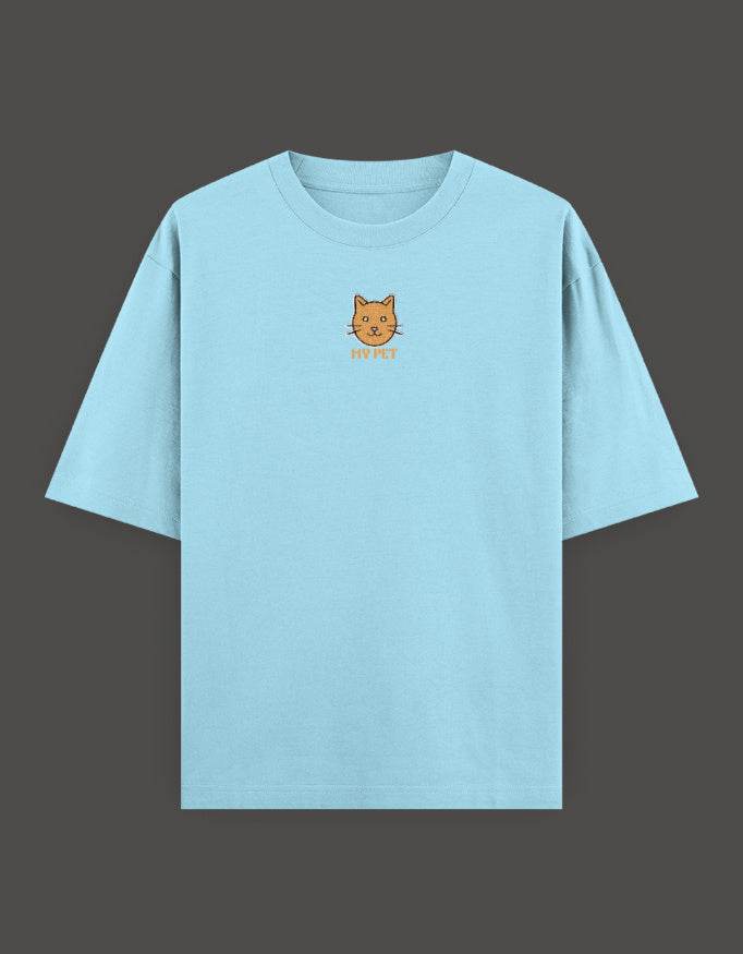SkyBi Shirts Oversized Embroidery T-Shirt 240 GSM Heavyweight Cotton - SkyBi Shirts