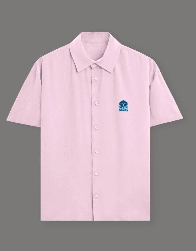 SkyBi Shirts Baby Pink Oversized Shirt, Soft Cotton Tee - SkyBi Shirts
