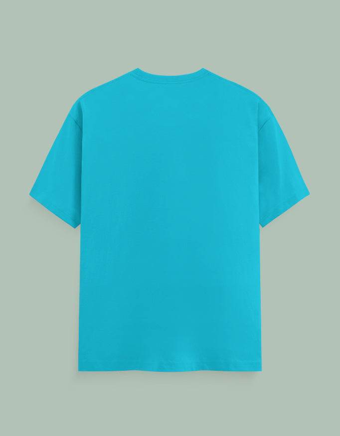 SkyBi Shirts Chakra Dancer Yoga Tee in solid bright turquoise blue with short sleeves and crew neck