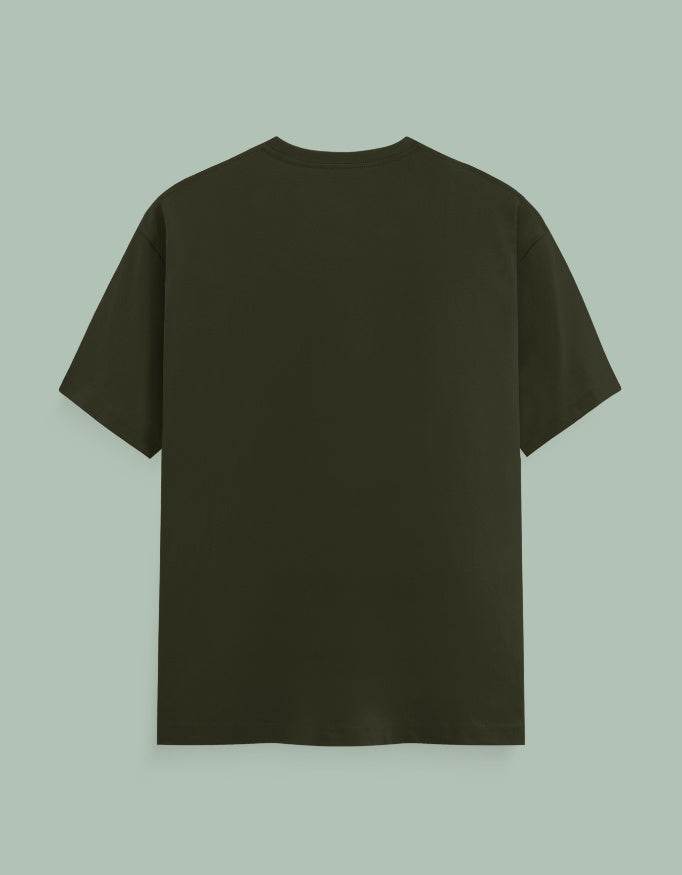 Back view of olive green Chakra Mandala Yoga Tee by SkyBi Shirts with short sleeves