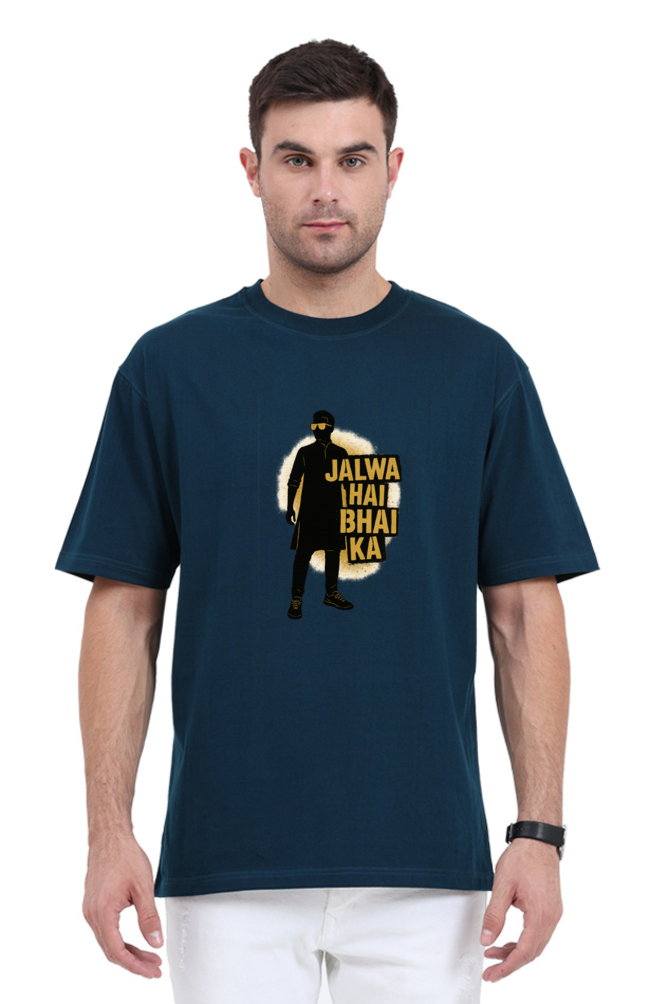 SkyBi Shirts desi streetwear oversized t-shirt in navy with bold graphic and text design
