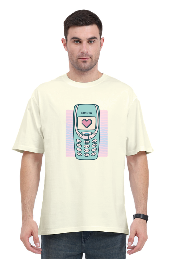 Y2K vintage cell phone Oversized t-shirt with retro Nokia phone graphic on front