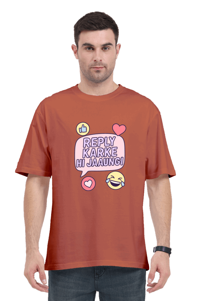 SkyBi Shirts Funny Reply Oversized T-Shirt 240 GSM Heavyweight Cotton - SkyBi Shirts