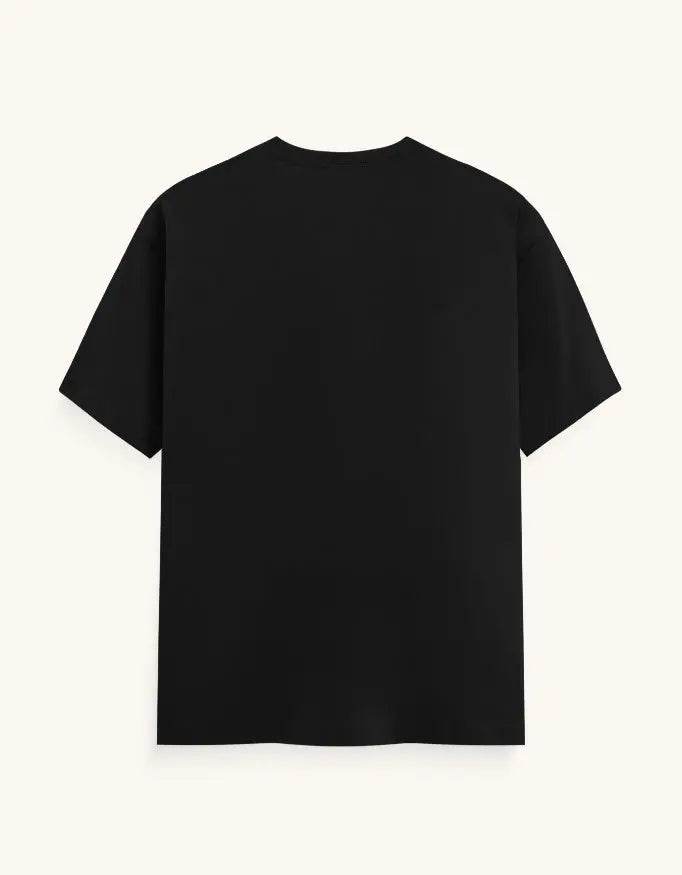 Black SkyBi Shirts Gyana Mudra Yoga Tee shown from the back with short sleeves