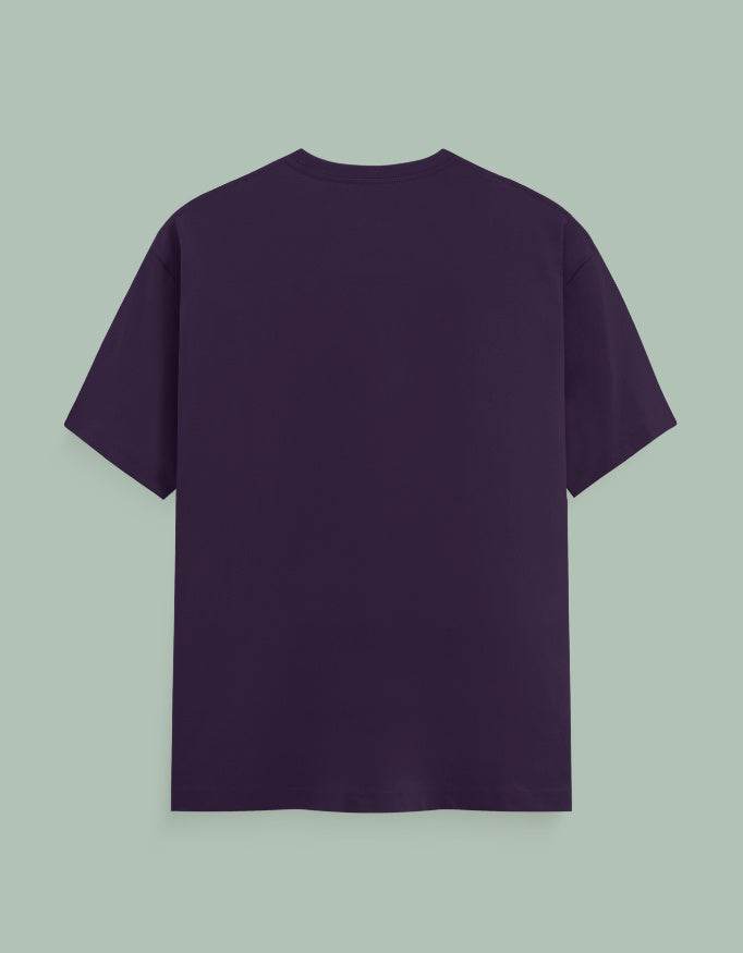 Back view of a dark purple Lotus Yoga Tee 180 GSM by SkyBi Shirts with short sleeves and crew neck