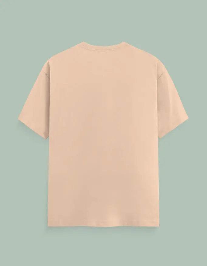 Beige plain back view of Lotus Yoga Tee by SkyBi Shirts with short sleeves and relaxed fit