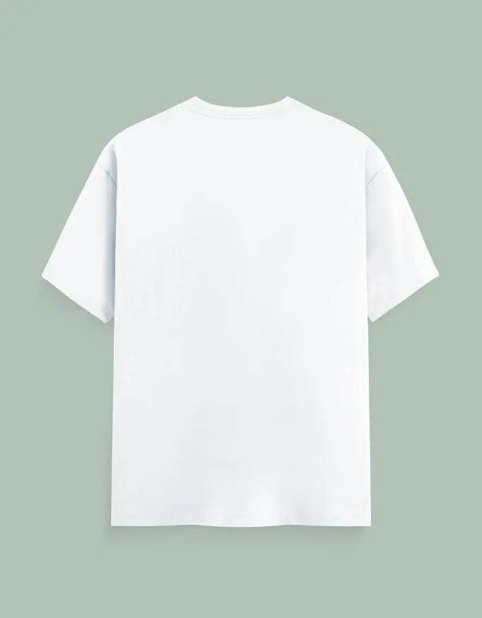 Back view of plain white Lotus Yoga Tee by SkyBi Shirts with short sleeves and relaxed fit