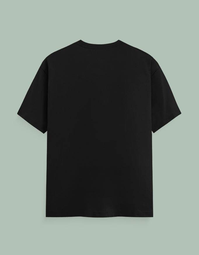 Black plain back view of Moksha Chakra Yoga Tee by SkyBi Shirts with short sleeves and crew neck