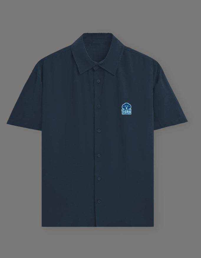 SkyBi Shirts Navy Blue Oversized Shirt - Premium Cotton - SkyBi Shirts