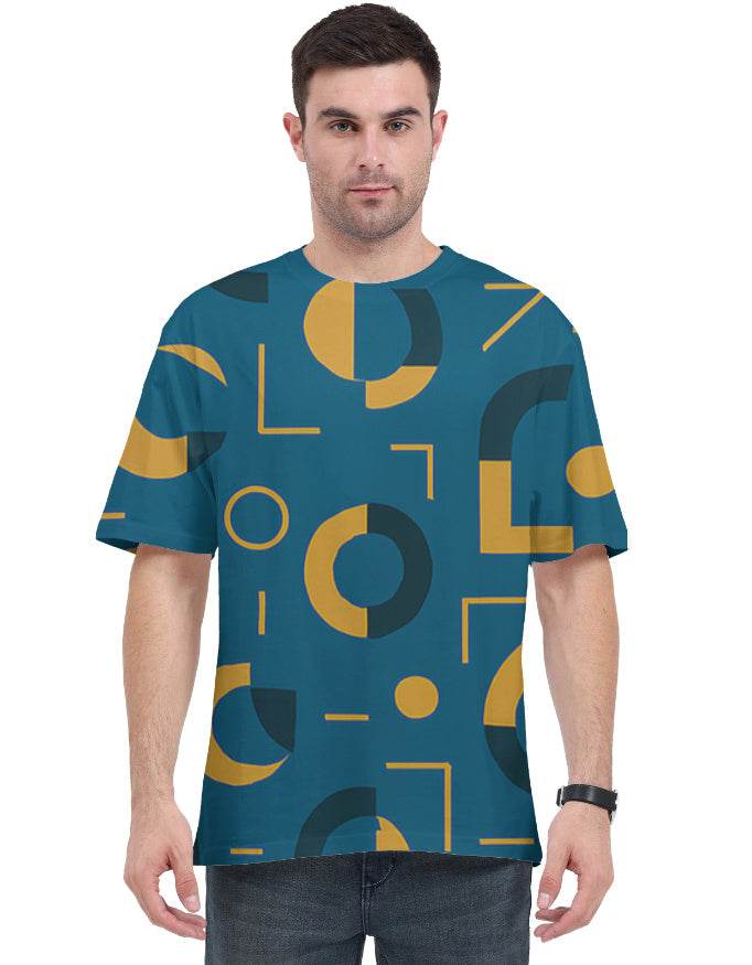 SkyBi Shirts Oversized Printed T-Shirt in Geometric Design - SkyBi Shirts