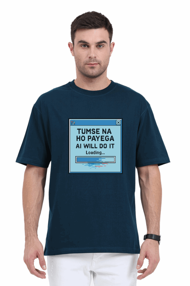 SkyBi Shirts Retro Tech Oversized T-Shirt 240 GSM Heavyweight Cotton - SkyBi Shirts