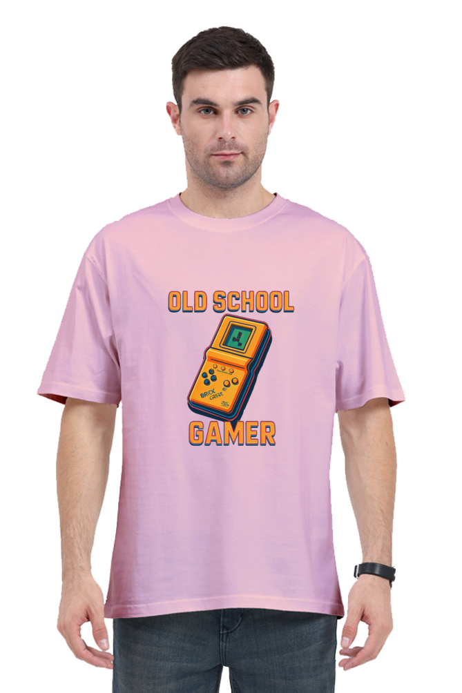 Y2K old school gamer shirt by SkyBi Shirts featuring retro handheld game console graphic on pink tee