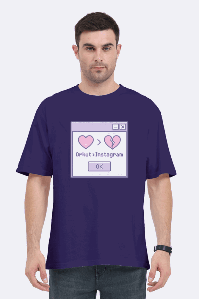 SkyBi Shirts Retro Y2K Orkut Oversized T-Shirt 240 GSM Heavyweight Cotton - SkyBi Shirts